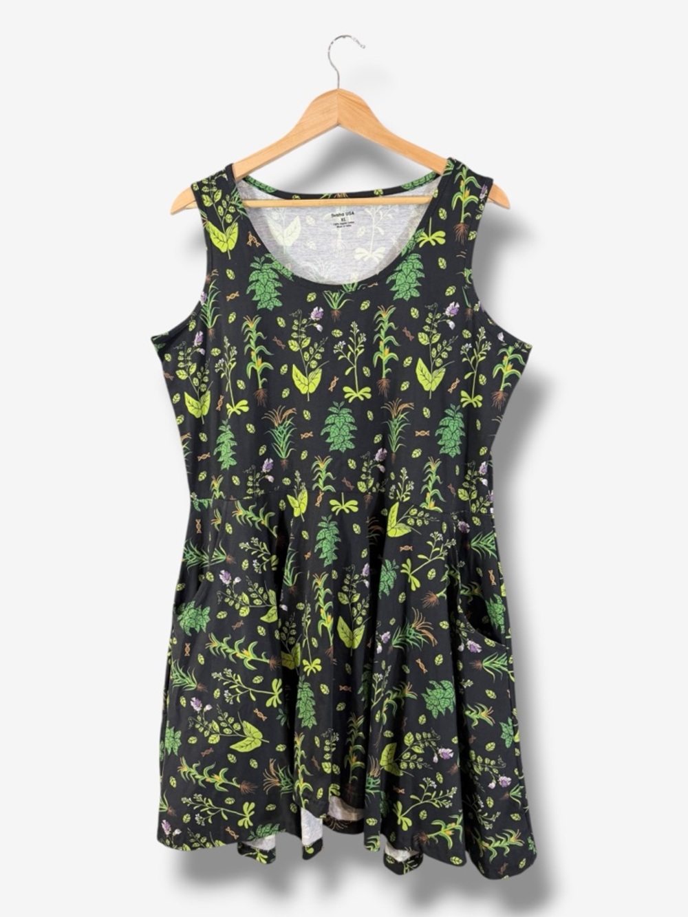 Svaha Genetic Plants Sleeveless Twirl Dress XL Organic Cotton STEM Science